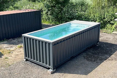 PISCINA DE CONTENTORES DE 20 PÉS COM JATO DE NATAÇÃO CINZA ANTRACITE